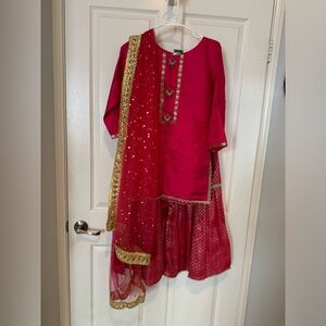 Elegant Red and Gold Women's Dress